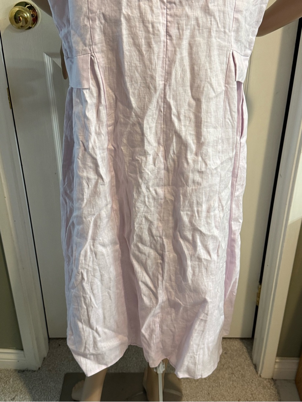 Lintico Pink Linen V-Neck Cap Sleeve Fit and Flare Midi Dress Womens XL - Picture 12 of 15